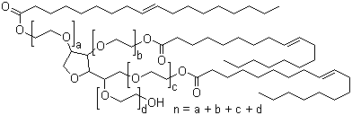 structure of CAS# 9005-70-3, Tween 85;Polyethylene glycol sorbitan trioleate; Polyoxyethylene sorbitan trioleate; Polysorbate 85
