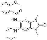 structure of CAS# 901245-65-6, N-[2,3-Dihydro-1,3-dimethyl-2-oxo-6-(1-piperidinyl)-1H-benzimidazol-5-yl]-2-methoxybenzamide