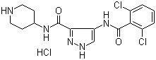 structure of CAS# 902135-91-5, AT 7519;N-(4-Piperidinyl)-4-(2,6-dichlorobenzoylamino)-1H-pyrazole-3-carboxamide hydrochloride