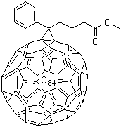 structure of CAS# 905843-95-0, [84]PCBM;3'-Phenyl-3'H-cyclopropa[18,37][5,6]fullerene-C84-D2d-3'-butanoic acid methyl ester