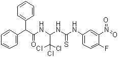 结构式 CAS# 905973-89-9, alpha-苯基-N-[2,2,2-三氯-1-[[[(4-氟-3-硝基苯基)氨基]硫代甲酰]氨基]乙基]-苯乙酰胺