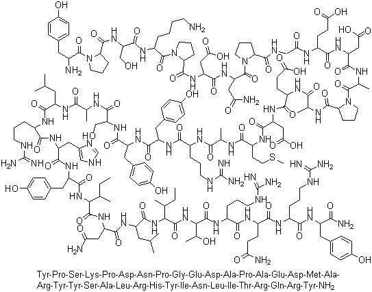 structure of CAS# 90880-35-6, Neuropeptide Y (human);Neuropeptide Y (Alligator mississippiensis); Neuropeptide Y (Gopherus agassizii); Neuropeptide Y (human pheochromocytoma); Neuropeptide Y (rat)