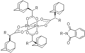structure of CAS# 909393-65-3, Tetrakis[mu-[(alphaR)-1,3-dihydro-1,3-dioxo-alpha-tricyclo[3.3.1.1(3,7)]dec-1-yl-2H-isoindole-2-acetato]]dirhodium