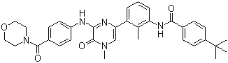 structure of CAS# 910232-84-7, CGI-1746;N-[3-[4,5-Dihydro-4-methyl-6-[[4-(4-morpholinylcarbonyl)phenyl]amino]-5-oxo-2-pyrazinyl]-2-methylphenyl]-4-(tert-butyl)benzamide