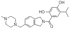 structure of CAS# 912999-49-6, [1,3-Dihydro-5-[(4-methyl-1-piperazinyl)methyl]-2H-isoindol-2-yl][2,4-dihydroxy-5-(1-methylethyl)phenyl]methanone
