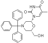 structure of CAS# 914361-76-5, 1-[(2R,6S)-6-(Hydroxymethyl)-4-(triphenylmethyl)-2-morpholinyl]-5-methyl-2,4(1H,3H)-pyrimidinedione
