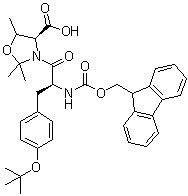 结构式 CAS# 920519-31-9, (4S)-3-[(2S)-3-[4-(叔丁氧基)苯基]-2-[[芴甲氧羰基]氨基]-1-氧代丙基]-2,2,5-三甲基-4-恶唑烷羧酸