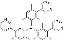 structure of CAS# 929203-02-1, Tri[2,4,6-trimethyl-3-(3-pyridyl)phenyl]borane;Tri[3-(3-pyridyl)mesityl]borane; Tris(2,4,6-trimethyl-3-(pyridin-3-yl)phenyl)borane; Tris(2,4,6-trimethyl-3-(pyridine-3-yl)phenyl)borane; Tris[3-(3-pyridyl)-2,4,6-trimethylphenyl]borane; Tris[3-(3-pyridyl)mesityl]borane; 3TPYMB