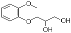 structure of CAS# 93-14-1, Guaifenesin;3-(2-Methoxyphenoxy)-1,2-propanediol; Guaiacol glyceryl ether; Glycerol guaiacolate