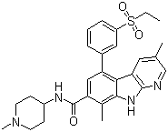 structure of CAS# 934541-31-8, TAK-901;5-[3-(Ethylsulfonyl)phenyl]-3,8-dimethyl-N-(1-methyl-4-piperidinyl)-9H-pyrido[2,3-b]indole-7-carboxamide