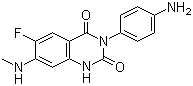 结构式 CAS# 936501-00-7, 3-(4-氨基苯基)-6-氟-7-(甲基氨基)喹唑啉-2,4(1H,3H)-二酮