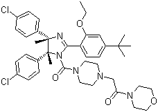 structure of CAS# 939983-14-9, rel-2-[4-[[(4R,5S)-4,5-Bis(4-chlorophenyl)-2-[4-(1,1-dimethylethyl)-2-ethoxyphenyl]-4,5-dihydro-4,5-dimethyl-1H-imidazol-1-yl]carbonyl]-1-piperazinyl]-1-(4-morpholinyl)ethanone