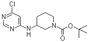 structure of CAS# 939986-77-3, tert-Butyl 3-[(6-chloropyrimidin-4-yl)amino]piperidine-1-carboxylate;3-[(6-Chloro-4-pyrimidinyl)amino]-1-piperidinecarboxylic acid tert-butyl ester