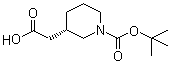 结构式 CAS# 941289-27-6, (3S)-1-[叔丁氧羰基]-3-哌啶乙酸