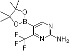 structure of CAS# 944401-58-5, 2-Amino-4-trifluoromethylpyrimidine-5-boronic acid pinacol ester;[5-(4,4,5,5-Tetramethyl-1,3,2-dioxaborolan-2-yl)-4-(trifluoromethyl)pyrimidin-2-yl]amine