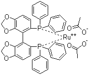 structure of CAS# 944450-48-0, Diacetato[(R)-(+)-5,5'-bis(diphenylphosphino)-4,4'-bi-1,3-benzodioxole]ruthenium(II);(R)-Ru(OAc)2(SEGPHOS)