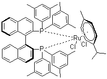 structure of CAS# 944451-25-6, Chloro[(S)-(-)-2,2'-bis[di(3,5-xylyl)phosphino]-1,1'-binaphthyl](p-cymene)ruthenium(II) chloride