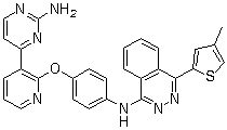 structure of CAS# 945595-80-2, AMG 900;N-[4-[[3-(2-Amino-4-pyrimidinyl)-2-pyridinyl]oxy]phenyl]-4-(4-methyl-2-thienyl)-1-phthalazinamine