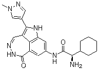 结构式 CAS# 952021-60-2, (alphaR)-alpha-氨基-N-[5,6-二氢-2-(1-甲基-1H-吡唑-4-基)-6-氧代-1H-吡咯并[4,3,2-ef][2,3]苯并二氮杂卓-8-基]环己烷乙酰胺