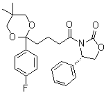 structure of CAS# 953805-20-4, (4S)-3-[4-[2-(4-Fluorophenyl)-5,5-dimethyl-1,3-dioxan-2-yl]-1-oxobutyl]-4-phenyl-2-oxazolidinone