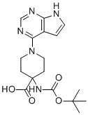 结构式 CAS# 956460-96-1, 4-((叔丁氧羰基)氨基)-1-(7H-吡咯并[2,3-d]嘧啶-4-基)哌啶-4-羧酸