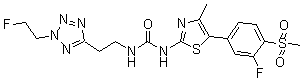 结构式 CAS# 957209-68-6, N-[2-[2-(2-氟乙基)-2H-四唑-5-基]乙基]-N'-[5-[3-氟-4-(甲基磺酰基)苯基]-4-甲基-2-噻唑基]脲