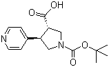 结构式 CAS# 959579-54-5, N-Boc-(3S,4R)-4-(4-吡啶基)吡咯烷-3-羧酸