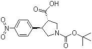 结构式 CAS# 959579-94-3, N-Boc-(3S,4R)-4-(4-硝基苯基)吡咯烷-3-羧酸