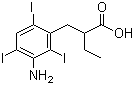 结构式 CAS# 96-83-3, 碘番酸; 碘泛酸; 三碘氨苯乙基丙酸; 2-乙基-3-(3-氨基-2,4,6-三碘苯)丙酸
