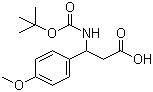 结构式 CAS# 96363-20-1, 3-(Boc-氨基)-3-(4-甲氧基苯基)丙酸; 3-N-叔丁氧羰基氨基-3-(4-甲氧基苯基)丙酸