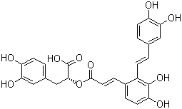 结构式 CAS# 96574-01-5, 丹酚酸 A; (2R)-3-(3,4-二羟基苯基)-2-[(E)-3-[2-[(E)-2-(3,4-二羟基苯基)乙烯基]-3,4-二羟基苯基]丙-2-烯酰]氧丙酸