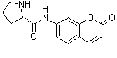 structure of CAS# 96643-94-6, (2S)-N-(4-Methyl-2-oxo-2H-1-benzopyran-7-yl)-2-pyrrolidinecarboxamide