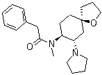 structure of CAS# 96744-75-1, U 69593;N-Methyl-N-[(5R,7S,8S)-7-(1-pyrrolidinyl)-1-oxaspiro[4.5]dec-8-yl]benzeneacetamide