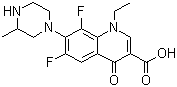 structure of CAS# 98079-51-7, Lomefloxacin;1-Ethyl-6,8-difluoro-1,4-dihydro-7-(3-methyl-1-piperazinyl)-4-oxo-3-quinolinecarboxylic acid