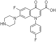structure of CAS# 98105-99-8, Sarafloxacin;6-Fluoro-1-(4-fluorophenyl)-1,4-dihydro-4-oxo-7-(1-piperazinyl)-3-quinolinecarboxylic acid