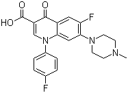 结构式 CAS# 98106-17-3, 双氟沙星; 二氟沙星; 6-氟-1-(4-氟苯基)-7-(4-甲基哌嗪-1-基)-4-氧代喹啉-3-甲酸