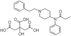 structure of CAS# 990-73-8, Fentanyl citrate;N-(Phenyl)-N-(1-[2-phenylethyl]-4-piperidinyl)propanamide citrate